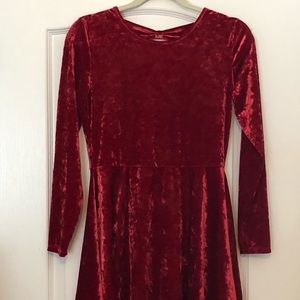 Girls Red Velvet Dress